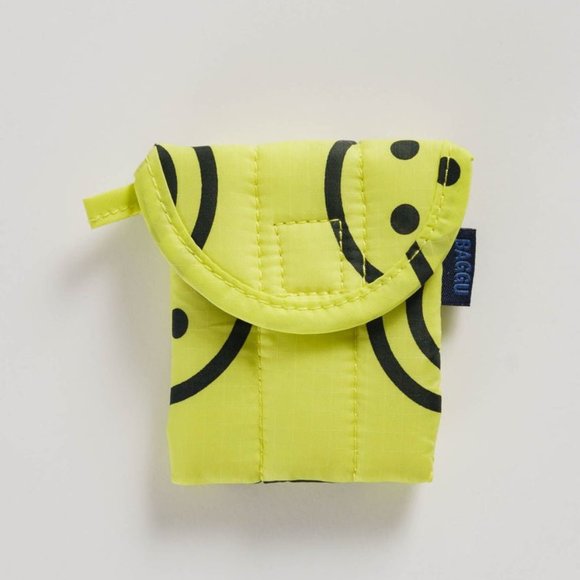 NWT BAGGU Puffy Earbuds Case - Yellow Happy - Picture 1 of 5